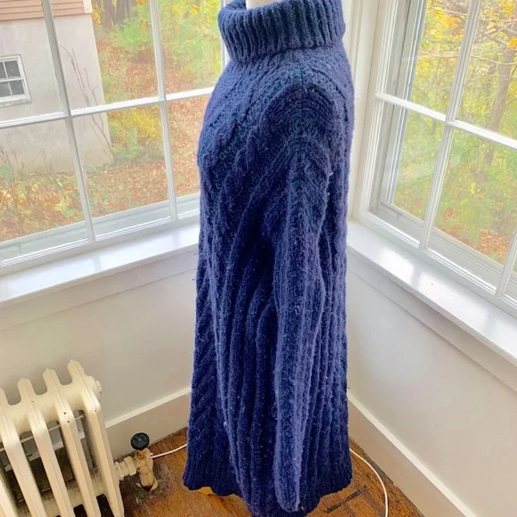 FREE PEOPLE *RARE*midi thick soft alpaca cabled turtleneck sweater dress - Picture 10 of 14